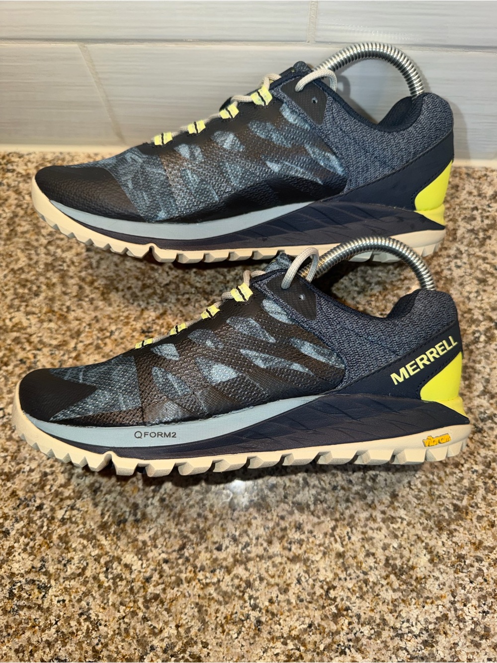 Merrell Women's Athletic Trail Shoes - Navy Blue with Yellow Highlights